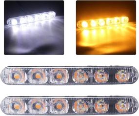 img 4 attached to 🚗 Super Bright Universal Car Daytime Running Lights 12V – White & Amber LED Fog Light 2-Pack