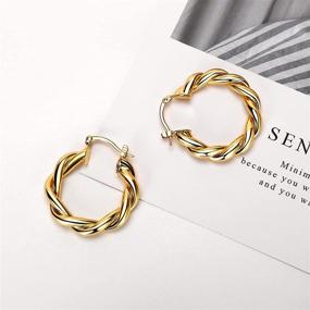 img 3 attached to 🐰 NAG.HC 14K Gold Plated Lightweight Twisted Hoop Earrings: Stylish Minimalist Rabbit Ear Buckle Jewelry for Women - Available in Multiple Sizes (25mm/30mm/40mm/50mm) - Perfect Gift Idea