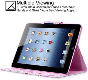 img 1 attached to 🦄 Newshine iPad 2/3/4 Case: Magnetic Folio Smart Stand Cover with Auto Wake/Sleep - Cloud Unicorn Design