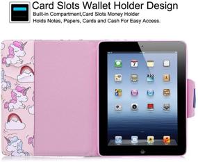 img 3 attached to 🦄 Newshine iPad 2/3/4 Case: Magnetic Folio Smart Stand Cover with Auto Wake/Sleep - Cloud Unicorn Design