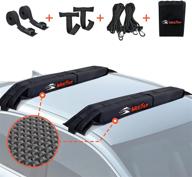 🚗 meefar universal car soft roof rack pads: securely transport kayak, surfboard, sup, canoe - includes 2 heavy duty tie down straps and storage bag logo