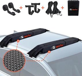 img 4 attached to 🚗 MeeFar Universal Car Soft Roof Rack Pads: Securely Transport Kayak, Surfboard, SUP, Canoe - Includes 2 Heavy Duty Tie Down Straps and Storage Bag