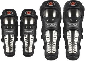 img 4 attached to Motorcycle ATV Motocross Knee Pads - 4Pcs GES Adults Alloy Steel Knee Shin Guards Protector Motocross Racing/Adult Knee (Long)