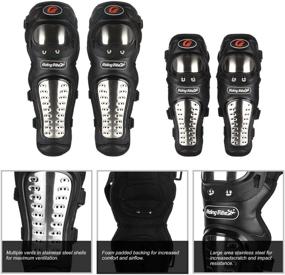 img 1 attached to Motorcycle ATV Motocross Knee Pads - 4Pcs GES Adults Alloy Steel Knee Shin Guards Protector Motocross Racing/Adult Knee (Long)