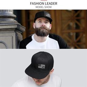 img 3 attached to Men's Black Adjustable Negi Snapback Hat with Flat 🧢 Bill - Mountain Tree Trucker, Dad Baseball Cap - Fitted Design