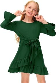 img 2 attached to BesserBay Sleeve Waist Ruffle Green Girls' Clothing