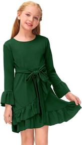 img 3 attached to BesserBay Sleeve Waist Ruffle Green Girls' Clothing