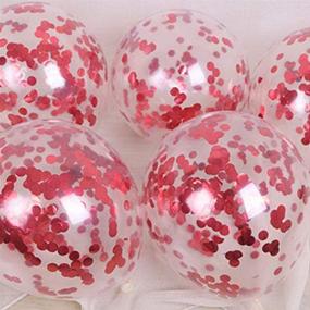 img 1 attached to Vibrant 50 Pcs New Year Confetti Balloons: Red & Red 🎈 Sequins - Clear 12'' Balloons for Valentines, Weddings, Birthdays, Bachelorettes & Graduation Decoration