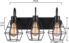 img 2 attached to 💡 Elibbren Retro Style Industrial Bathroom Vanity Light 3 Lights, Vintage Matte Black Wall Sconce with Caged Design, E26 Base Farmhouse Bathroom Wall Light Fixture for Bathroom Vanity