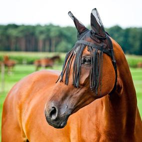 img 1 attached to HORZE Lightweight Mesh Veil Insect and Fly Bonnet with Fringe and Ear Covers – Enhanced for SEO