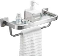 🛁 stylish and sturdy besy bathroom glass shelf with towel bar, wall mounted stainless steel storage shelves in brushed nickel finish logo