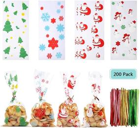 img 3 attached to 🎁 200-Pack Christmas Cellophane Bags - Goodie Bags for Kids, Ideal for Christmas Cookies and Gift Giving