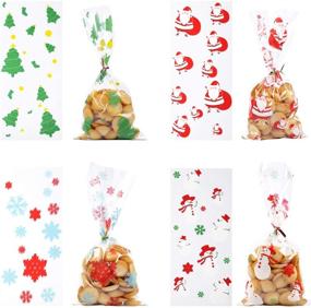 img 4 attached to 🎁 200-Pack Christmas Cellophane Bags - Goodie Bags for Kids, Ideal for Christmas Cookies and Gift Giving