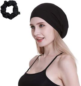 img 4 attached to Satin Lined Sleep Cap: Natural 100% Mulberry Silk and Bamboo Viscose Blend for Optimal Hair Care