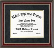 🎓 elegant glossy cherry mahogany diploma frame with gold trim & black suede matting - 11x14 size logo