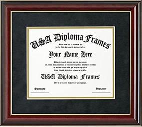 img 4 attached to 🎓 Elegant Glossy Cherry Mahogany Diploma Frame with Gold Trim & Black Suede Matting - 11x14 Size