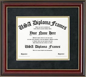 img 1 attached to 🎓 Elegant Glossy Cherry Mahogany Diploma Frame with Gold Trim & Black Suede Matting - 11x14 Size