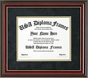 img 3 attached to 🎓 Elegant Glossy Cherry Mahogany Diploma Frame with Gold Trim & Black Suede Matting - 11x14 Size