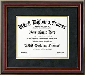 img 2 attached to 🎓 Elegant Glossy Cherry Mahogany Diploma Frame with Gold Trim & Black Suede Matting - 11x14 Size