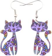 🐱 bonsny acrylic long drop dangle cat earrings - cayleigh statement pop-art kitten gift for girls and women logo