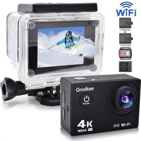 img 2 attached to Gnolkee WiFi Action Camera: 4K 16MP Underwater Video Cam 170° Wide Angle - Remote, 2 Batteries, 16GB TF Card, 24 Accessories - 2020 Upgrade