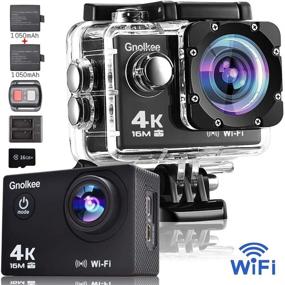 img 3 attached to Gnolkee WiFi Action Camera: 4K 16MP Underwater Video Cam 170° Wide Angle - Remote, 2 Batteries, 16GB TF Card, 24 Accessories - 2020 Upgrade