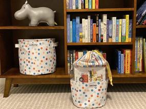 img 1 attached to 📦 Canvas Toy Storage Organizer Bin, PEEK-A-BAGS - Organize Kid's Toys, Books, Blocks, Baby Toys, Legos, Small Stuffed Animals. Ideal for Nursery, Bedroom, Playroom, Living Room, & Closets.