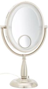 img 2 attached to 💡 Jerdon HL9510N Oval Lighted Vanity Mirror, 8x10 Inches, 10X/1X Magnification, 3-Light Settings, Nickel Finish