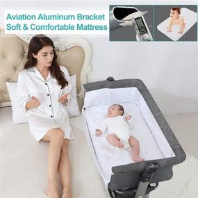 img 2 attached to 👶 Adjustable Height Baby Bassinet with Bedside Sleeper and Swingable Bedside Crib, Portable Newborn Crib with Mattress and Breathable Net