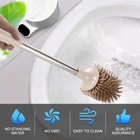 img 3 attached to Toilet Brush and Holder Set - 2 Pack Flex Silicone Bristles Bowl Brush, Wall Mounted with Non-Slip Long Handle, Enhanced Deep-Cleaning for Easy Cleaning of Toilet Corners in Bathrooms