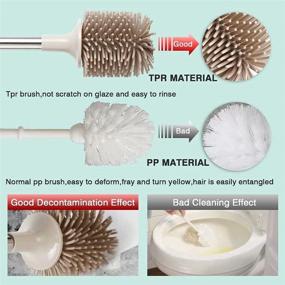 img 2 attached to Toilet Brush and Holder Set - 2 Pack Flex Silicone Bristles Bowl Brush, Wall Mounted with Non-Slip Long Handle, Enhanced Deep-Cleaning for Easy Cleaning of Toilet Corners in Bathrooms