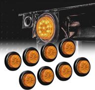 🚛 high-quality amber round trailer led clearance marker lights - 8pc set [dot fmvss 108] [sae p2] [reflector lens] [grommet] [flush-mount] [waterproof ip67] - ideal for trailer truck logo