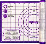 🥐 kitzini non-slip silicone pastry mat - bpa-free baking sheet for easy clean up. ideal for baking, rolling pastry, dough, pizza & cookies. includes kneading mat logo