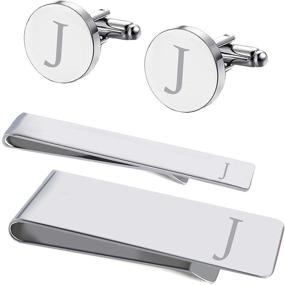 img 4 attached to Personalized Initials Men's Accessories - BodyJ4You Cufflinks Button