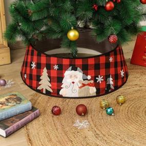 img 4 attached to 🎄 Buffalo Plaid Christmas Tree Collar & Skirt Set | Orgrimmar Tree Ring in Gift Box, Ideal for Holiday Home Decoration