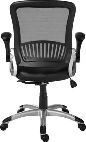 img 2 attached to Office Star Black Managers Chair: Breathable Back, Bonded Leather Seat, Flip Arms & Silver Coated Accents