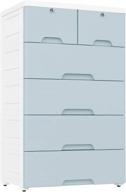 🔵 nafenai 6-drawer plastic dresser storage cabinet, tall organizer for clothes, playroom, bedroom furniture - blue-grey logo