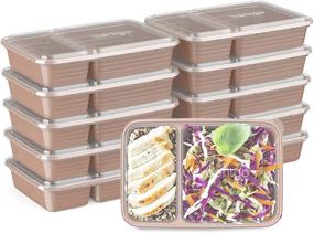 img 4 attached to 🍱 Bentgo Prep 2-Compartment Meal-Prep Containers with Custom-Fit Lids - Rose Gold, Microwave-Safe, Durable, Reusable, BPA-Free, Freezer and Dishwasher Safe Food Storage Containers - Pack of 10 Trays &amp; Lids