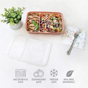 img 2 attached to 🍱 Bentgo Prep 2-Compartment Meal-Prep Containers with Custom-Fit Lids - Rose Gold, Microwave-Safe, Durable, Reusable, BPA-Free, Freezer and Dishwasher Safe Food Storage Containers - Pack of 10 Trays &amp; Lids