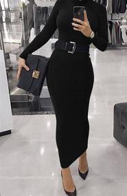 img 1 attached to GOBLES Womens Turtleneck Elegant Bodycon