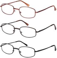 👓 stylish 3-pack metal full-frame round reading glasses with spring hinges for men and women logo