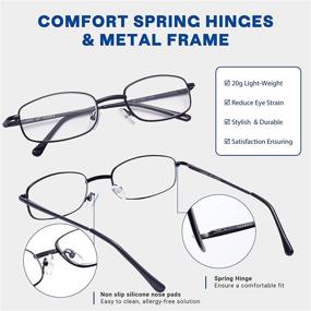 img 2 attached to 👓 Stylish 3-Pack Metal Full-Frame Round Reading Glasses with Spring Hinges for Men and Women