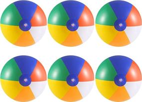 img 1 attached to Pack of 6 DECORA 12-Inch Inflatable Rainbow Beach Balls - Fun Water Toys for Kids in Swimming Pools