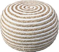 🪑 natural/white l.r. resources corcovado chipper braided pouf ottoman, 14x20" - optimized product name logo