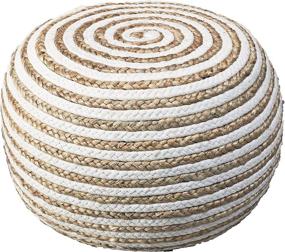 img 4 attached to 🪑 Natural/White L.R. Resources Corcovado Chipper Braided Pouf Ottoman, 14x20" - Optimized Product Name