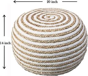 img 1 attached to 🪑 Natural/White L.R. Resources Corcovado Chipper Braided Pouf Ottoman, 14x20" - Optimized Product Name