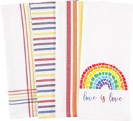 🌈 kaf home pride rainbow love is love kitchen dish towels, set of 4, cotton rich, 18 x 28 inches логотип