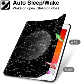 img 2 attached to 📱 Hepix iPad Constellation Moon Star Case - 10.2 inch Space Galaxy Black Night Cover with Pencil Holder - Compatible with 9th, 8th, and 7th Generation iPads - Auto Sleep Wake - A2430, A2270, A2428, A2200, A2429, A2197