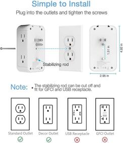 img 1 attached to 🔌 TESSAN Мульти-разветвитель для розеток с полкой и USB зарядным устройством – 6 электрических разветвителей и защитников от скачков напряжения для дома и обязательных предметов в общежитии.