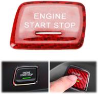 🔴 ijdmtoy gloss red carbon fiber keyless engine start/stop push start button cover for chevrolet 2014-2019 c7 corvette, with indicator light opening logo